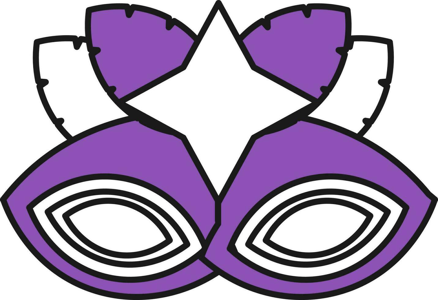 Carnival Mask Icon In Purple And White Color. vector