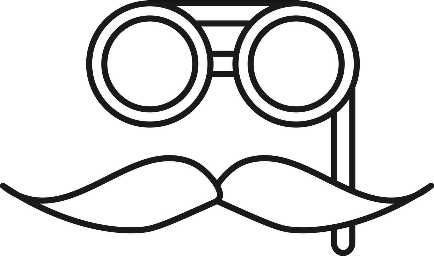 Goggle Stick With Mustache Icon In Black Outline. vector