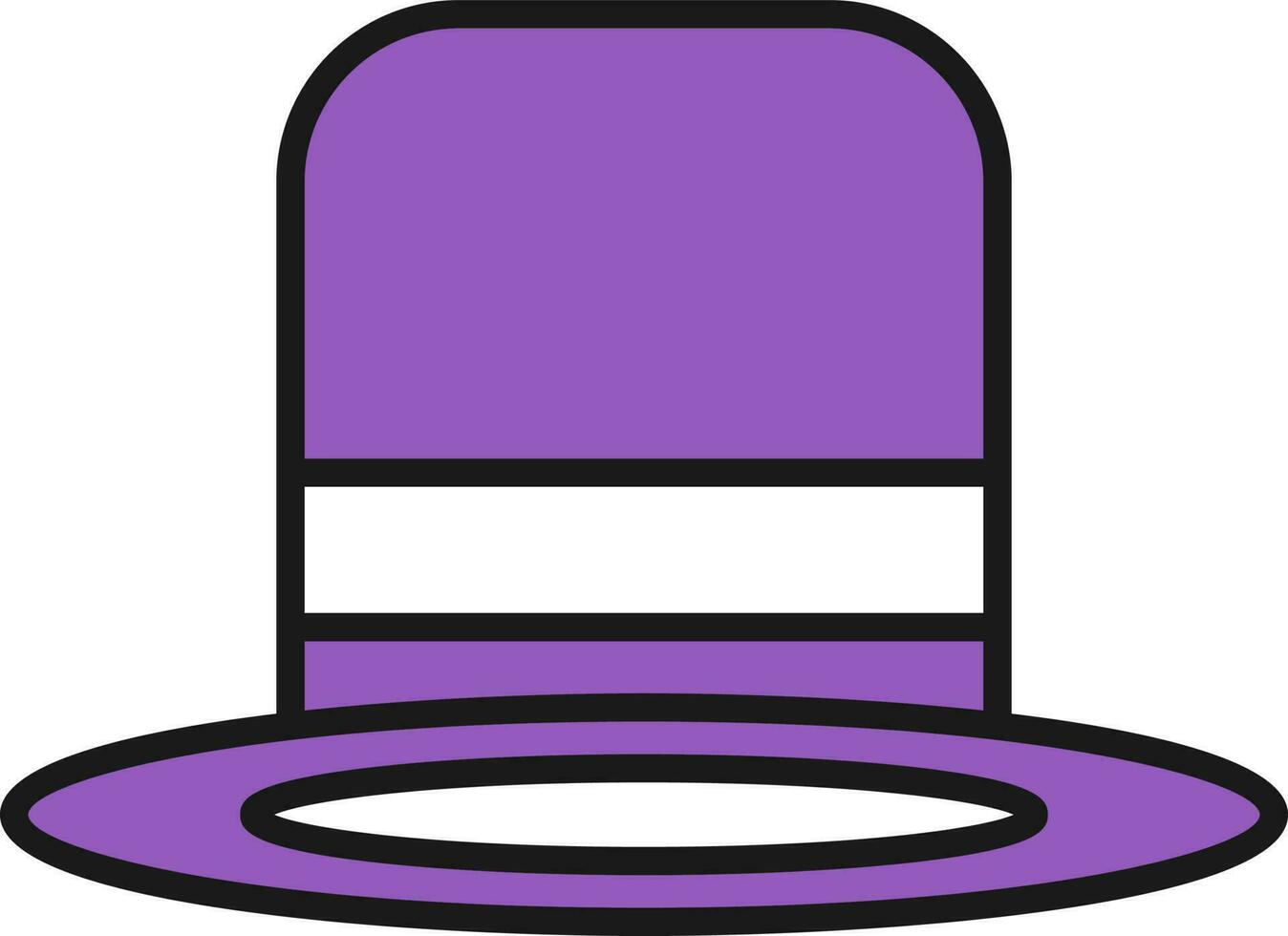 Top Hat Icon In Purple And White Color. vector