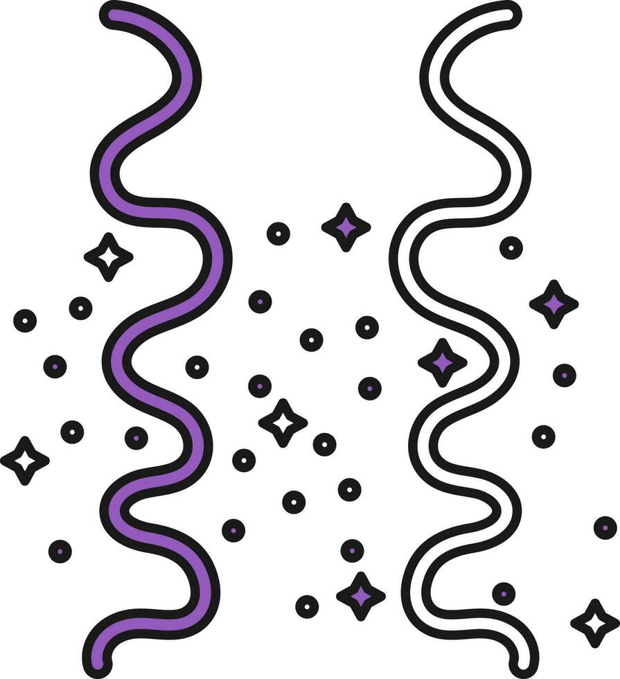 Purple And White Color Streamers Icon In Flat Style. vector