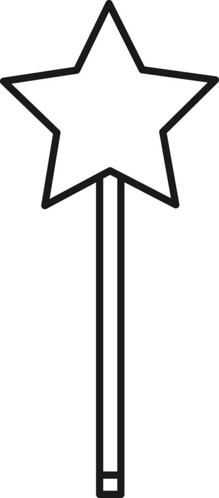 Magic Wand Icon In Black Line Art. vector