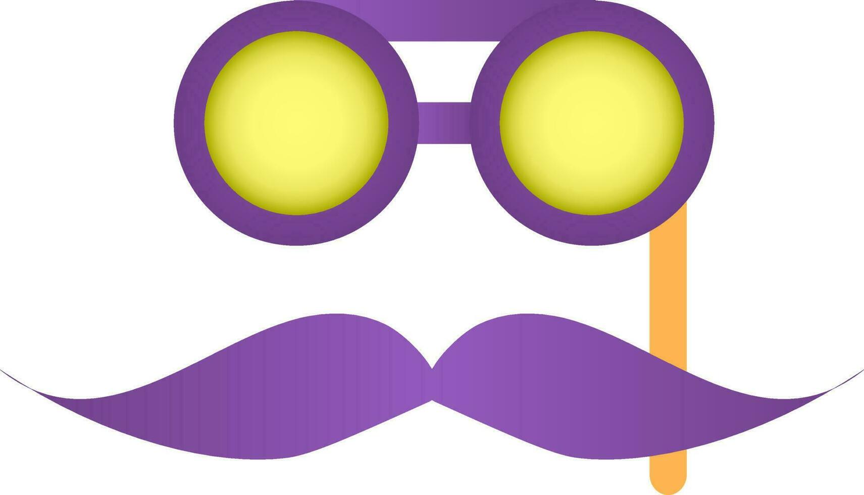 Goggle Stick With Mustache Icon In Purple And Green Color. vector