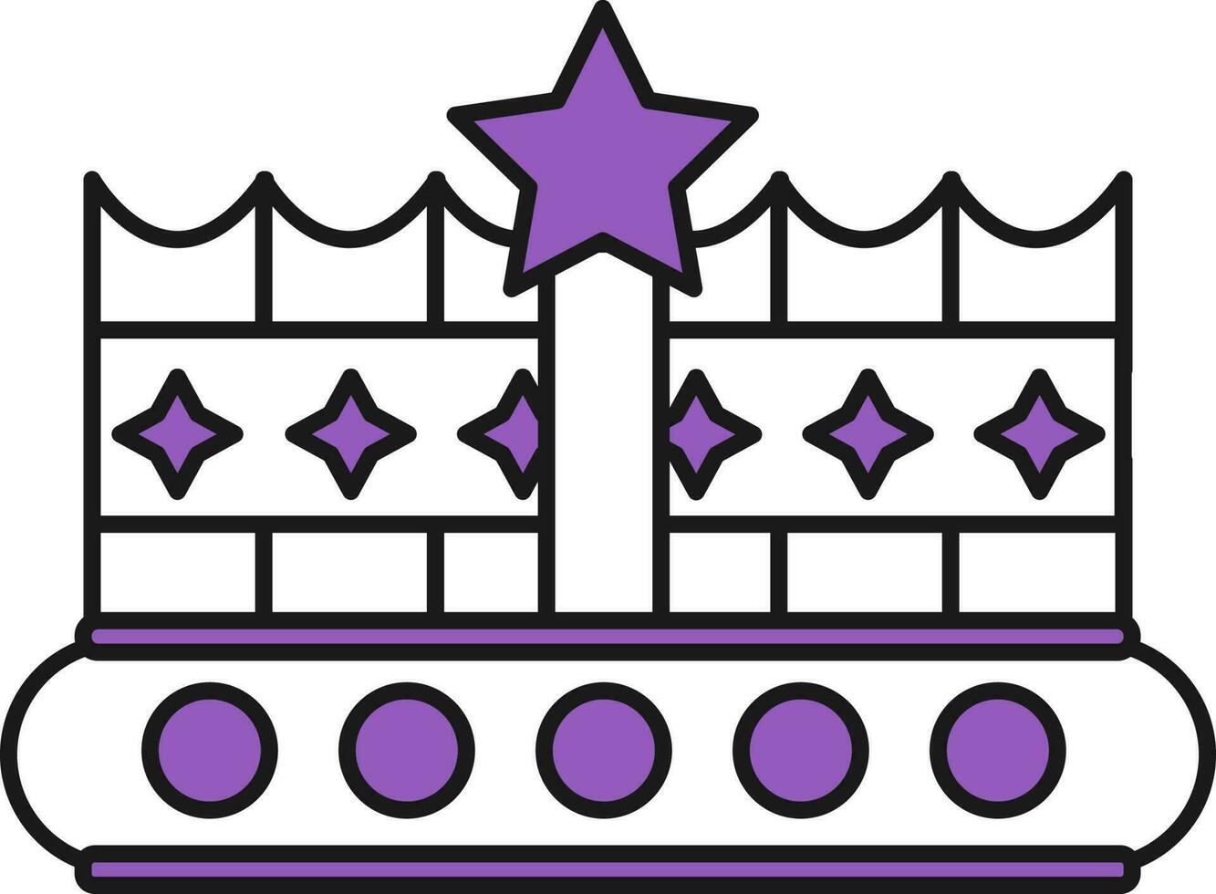 Crown Icon In Purple And White Color. vector