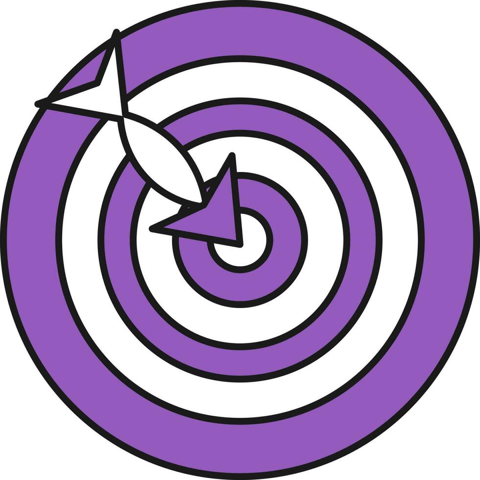 Dartboard Or Target Icon In Purple And White Color. vector