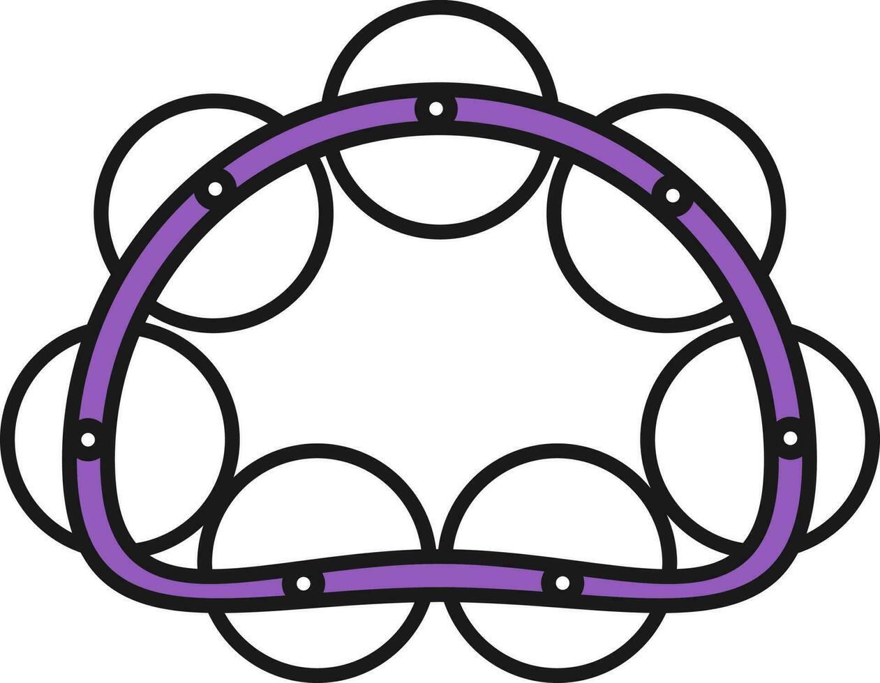 Tambourine Icon In Purple And White Color. vector