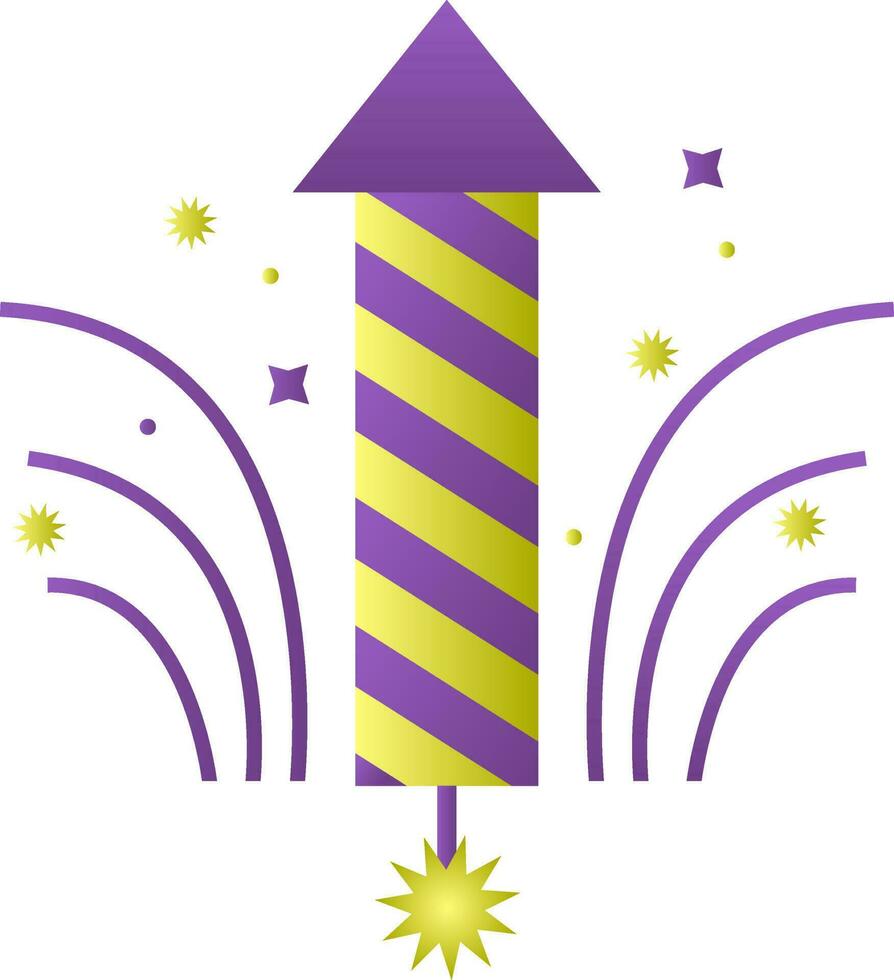 fuegos artificiales cohete icono en púrpura y verde color. vector