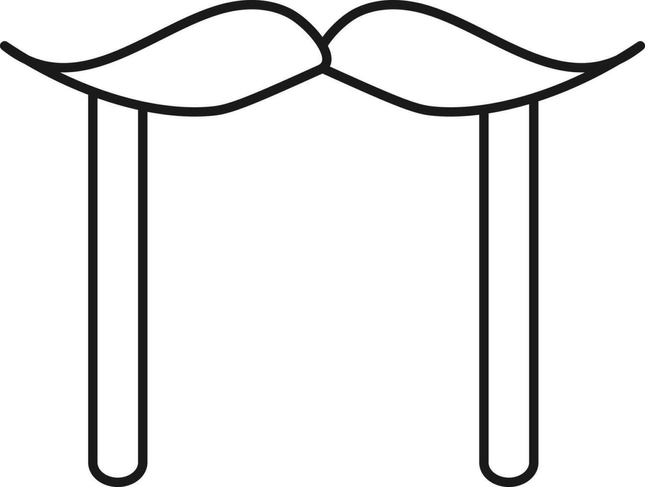 Mustache Stick Icon In Black Outline. vector