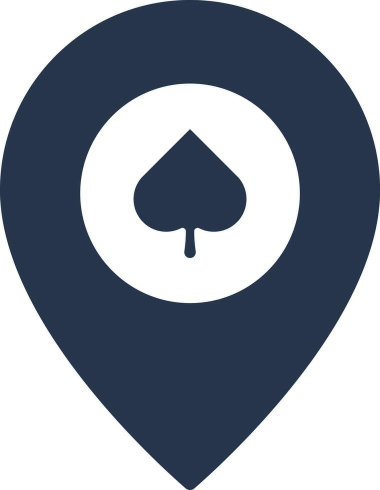 Casino Map Pin Icon In Blue And White Color. vector