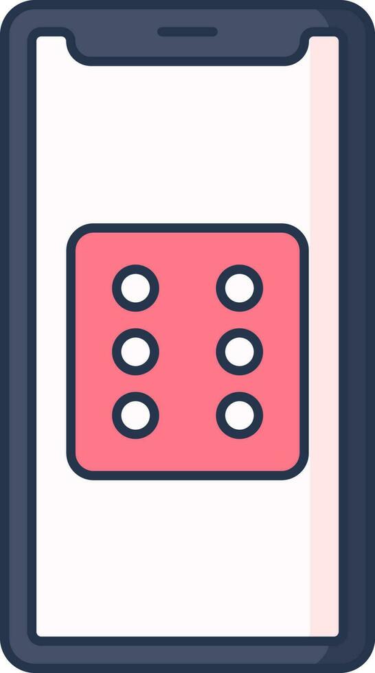 Blue And Pink Color Dice In Smartphone Icon. vector