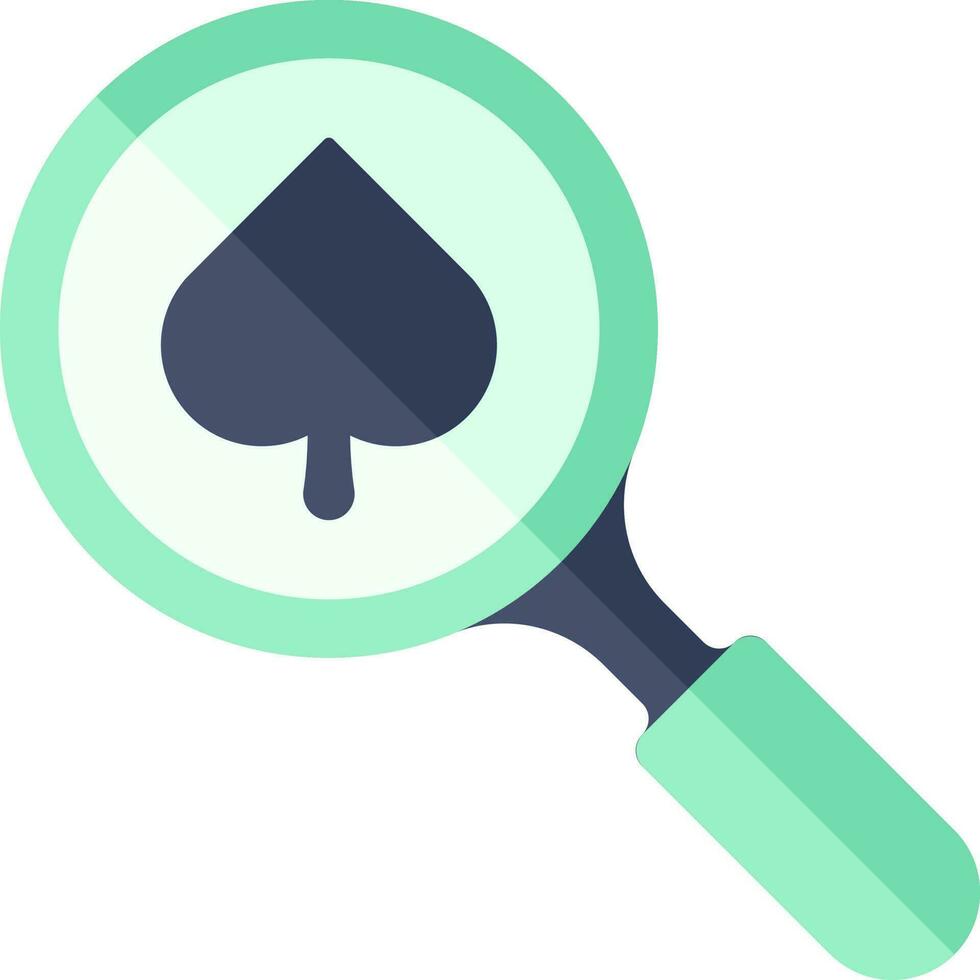 Vector Illustration Of Spade Symbol With Magnifying Glass.
