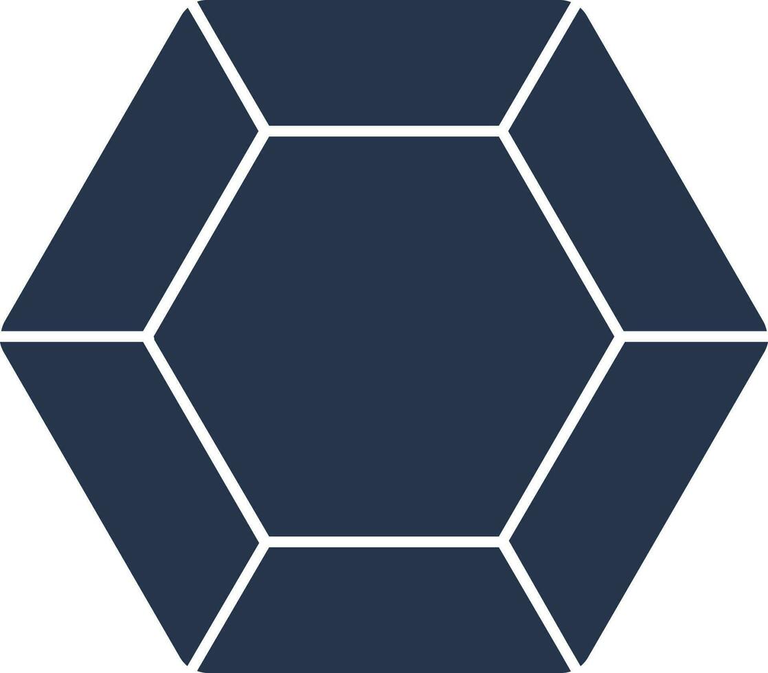 Hexagon Diamond Icon In Blue And White Color. vector