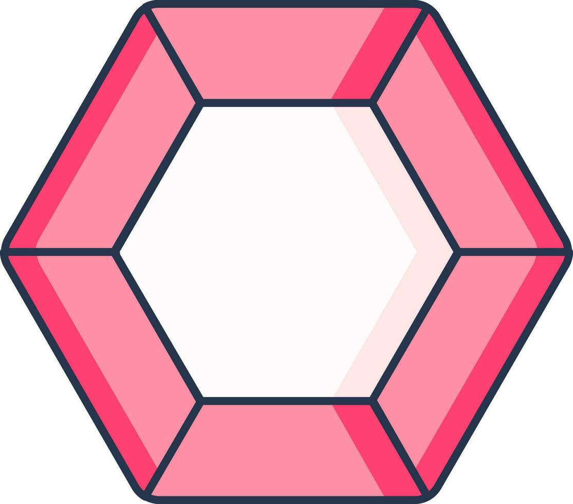 hexágono diamante icono en rosado color. vector