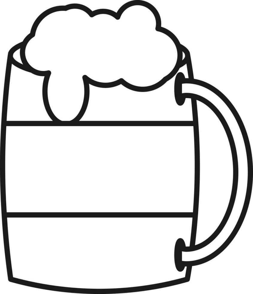 Beer Mug Icon In Black Outline. vector
