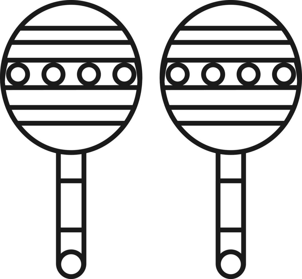 Maracas Icon In Black Outline. vector