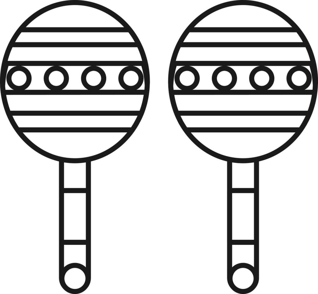 Maracas Icon In Black Outline. vector