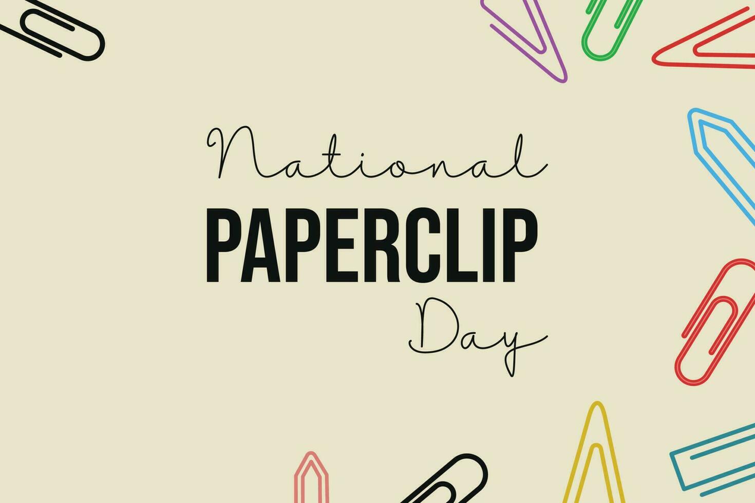 NATIONAL PAPERCLIP DAY on May 29 with colorful paperclips. vector
