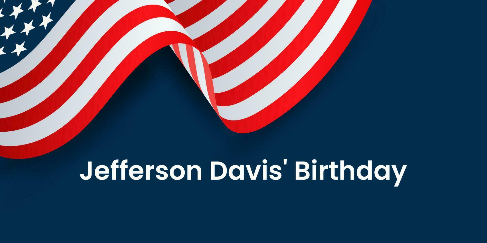 Vector Illustration of Jefferson Davis' Birthday with US flag. 24196994