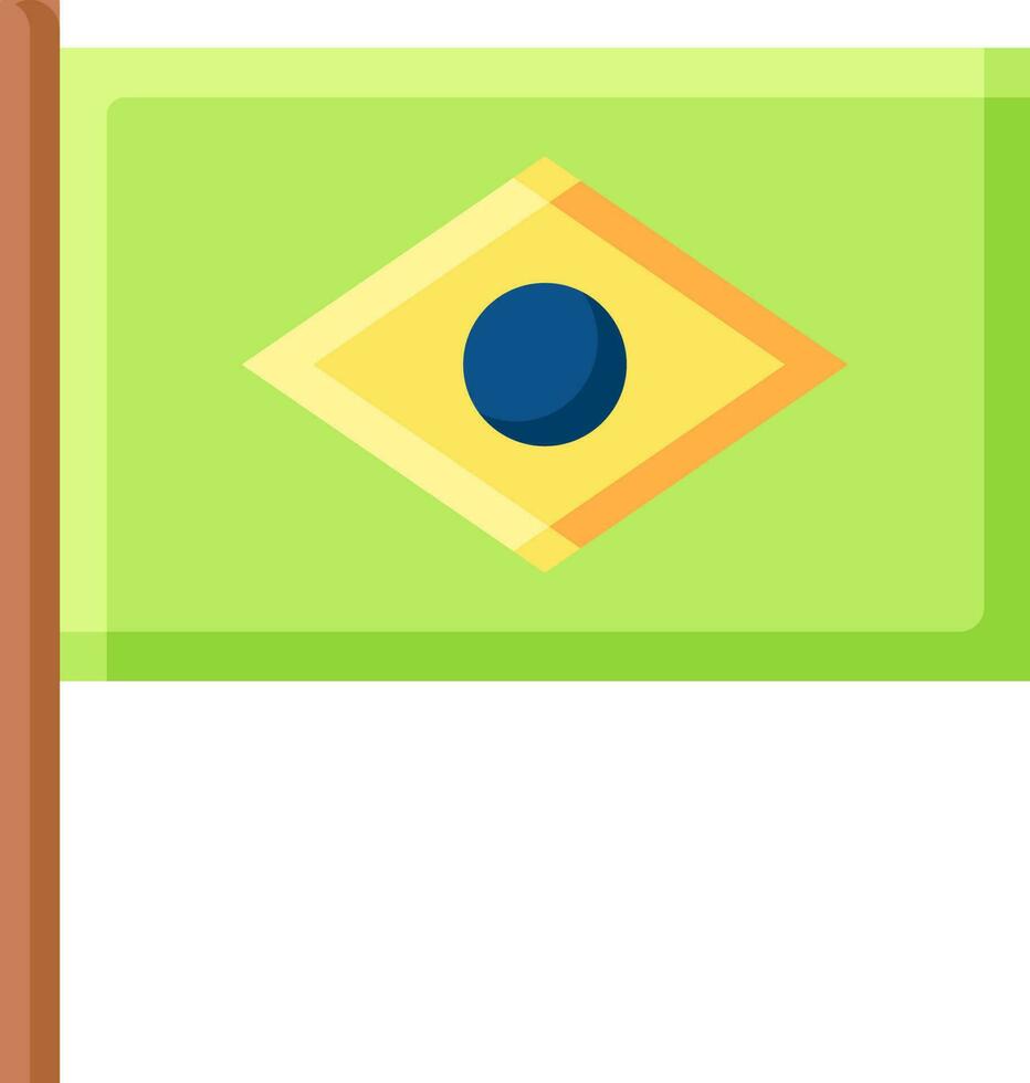 Illustration of Brazil Flag Icon in Flat Style. vector