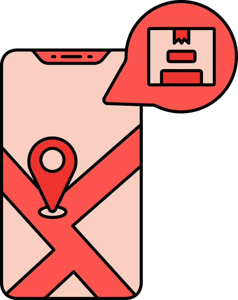 Red Online Parcel Tracking In Smartphone. vector