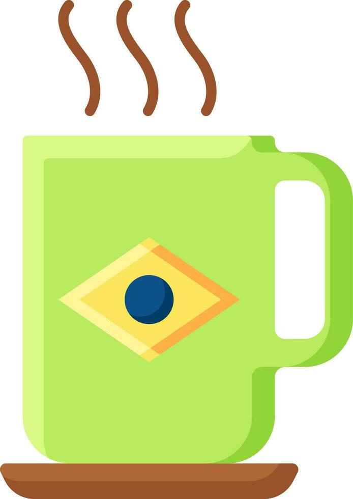 Brasil bandera impreso taza icono en plano estilo. vector
