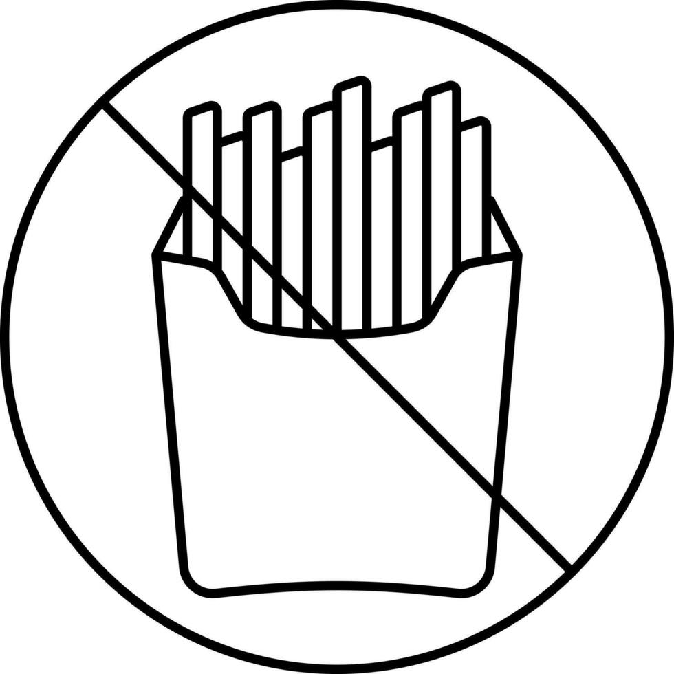 No Junk Food Icon In Black Line Art. vector