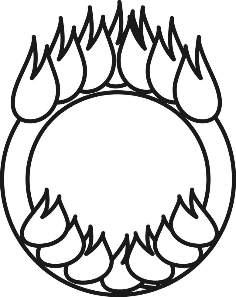 Fire Ring Icon In Black Outline. vector