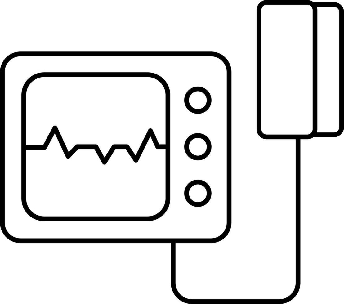 Electronic Blood Pressure Machine Icon In Line Art. vector