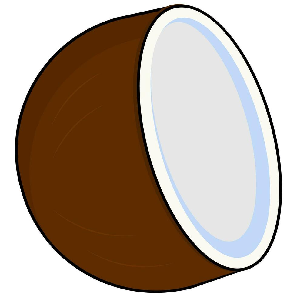 Half Coconut Element in Brown And Gray Color. vector