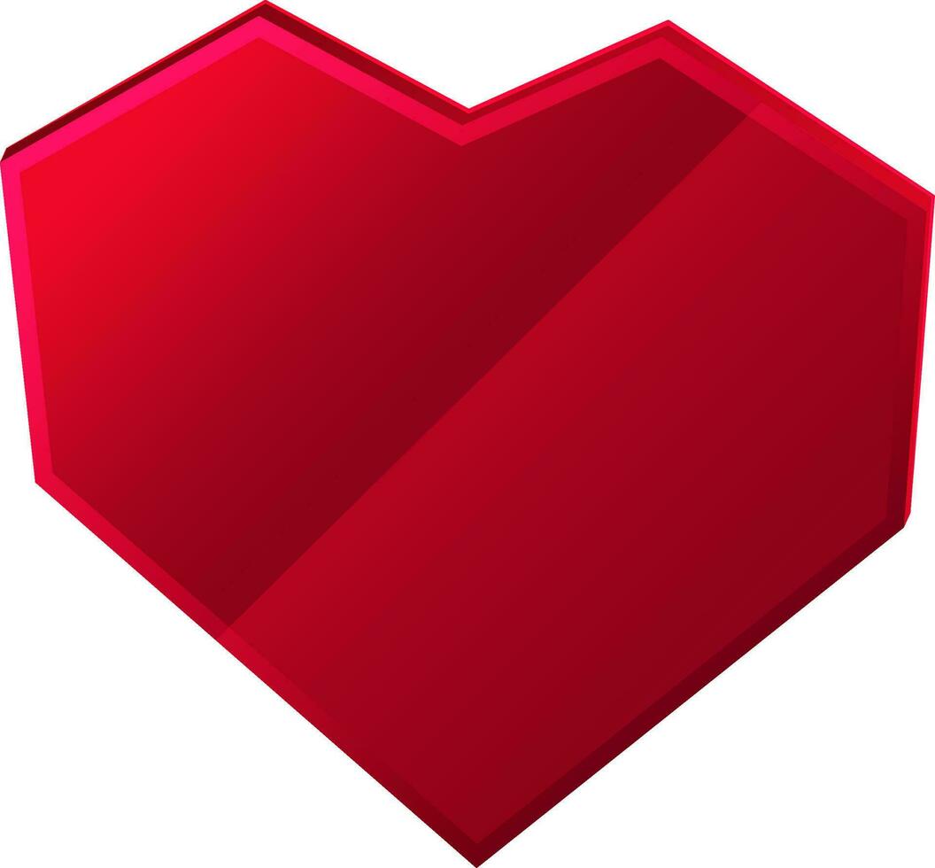 3D Red Heart Crystal Frame On White Background. vector