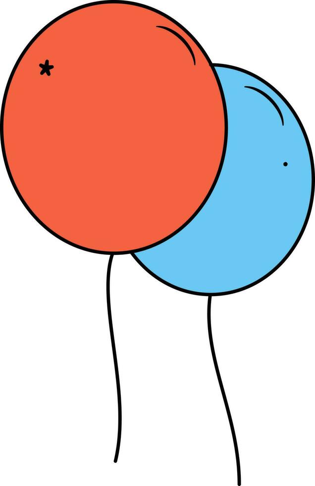 Orange and Blue Color Balloons Icon in Flat Style. vector