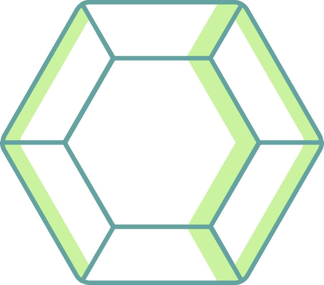 Hexagon Diamond Icon In Green And White Color. vector
