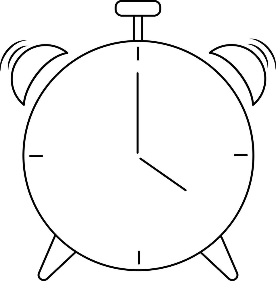 Line Art Alarm Clock Icon in Flat Style. vector