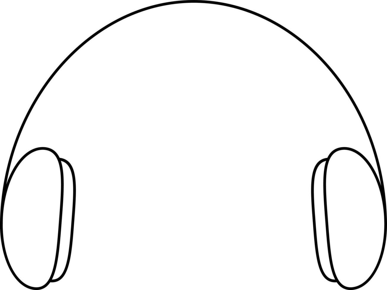 Black Line Art Headphone Icon in Flat Style. vector