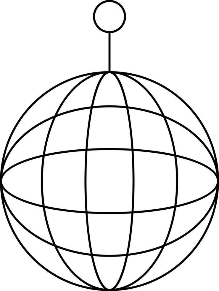 Flat Style Disco Ball Icon In Black Outline. vector