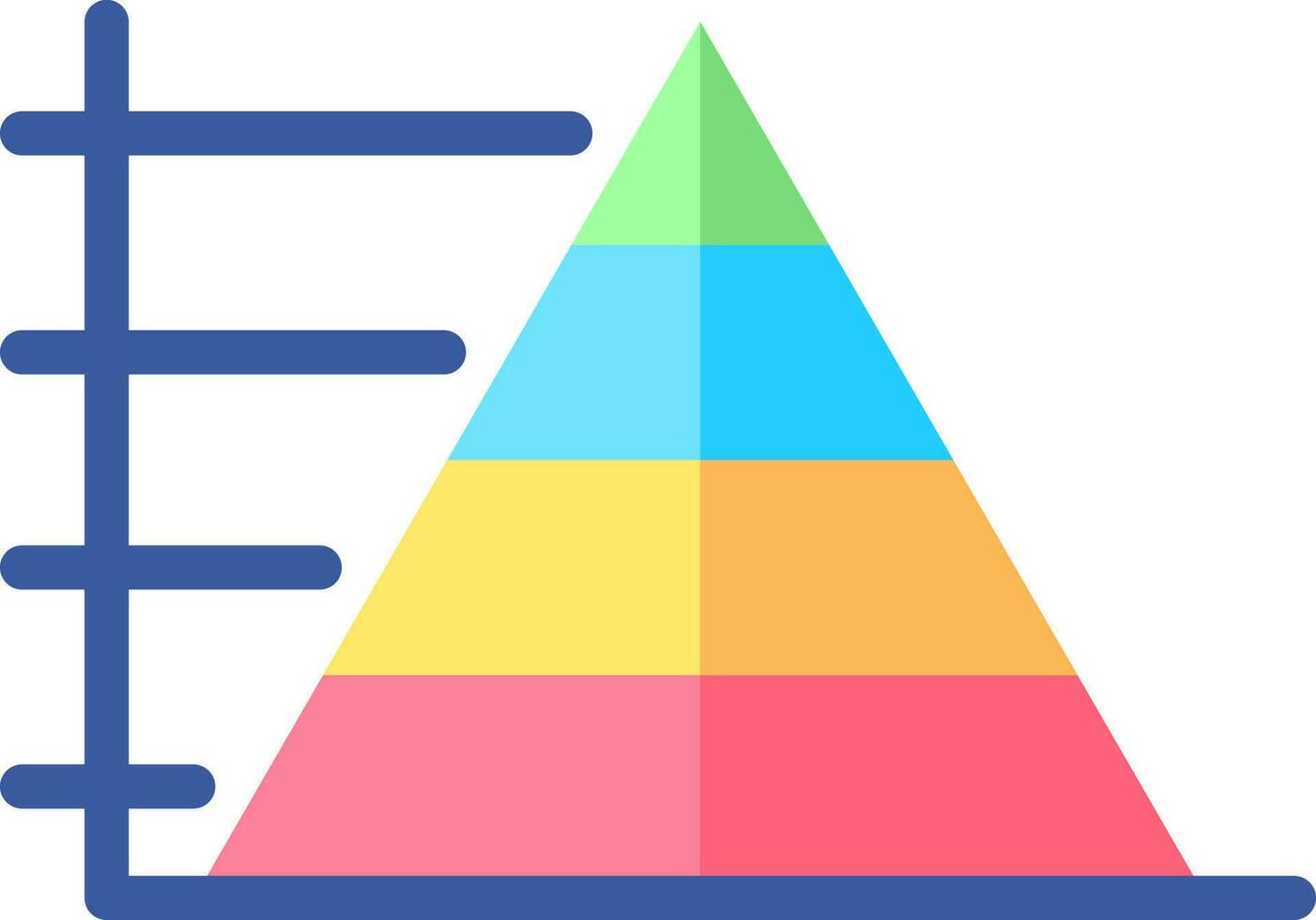 vistoso pirámide gráfico icono en plano estilo. vector