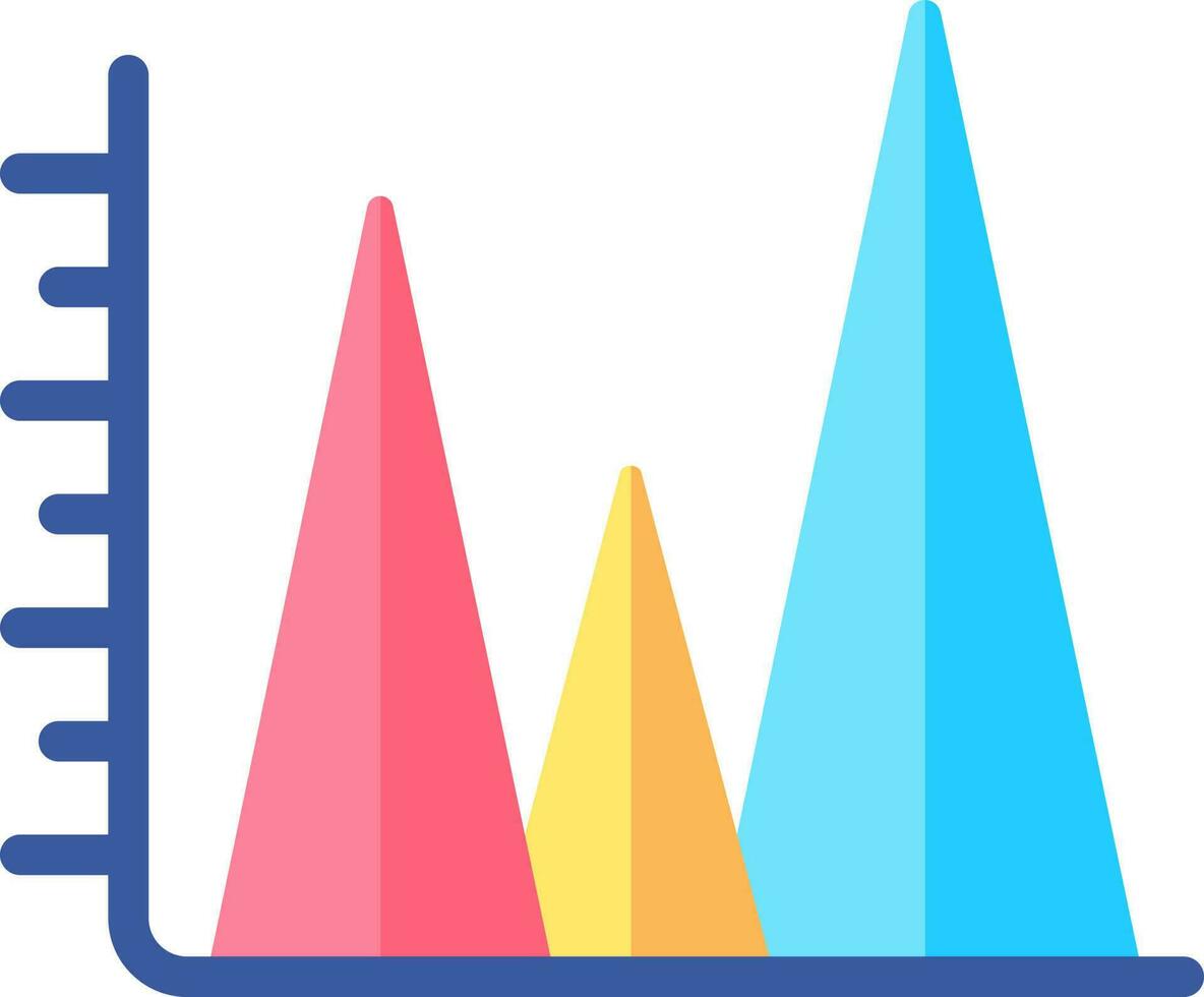 Colorful Triangle Bar Chart Icon. vector