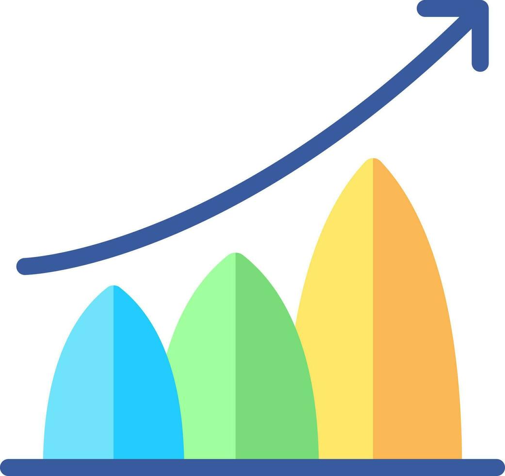 vistoso crecimiento gráfico icono en plano estilo. vector