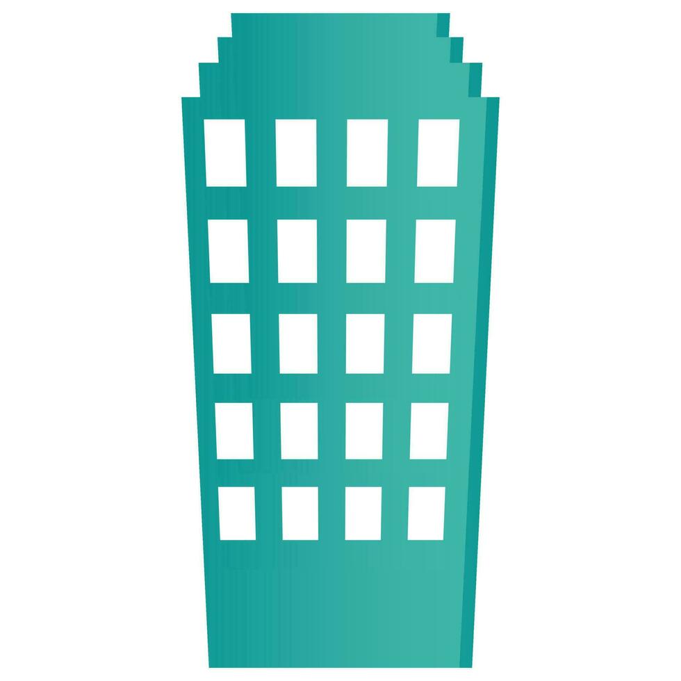 3D Teal Color Building Element On White Background. vector