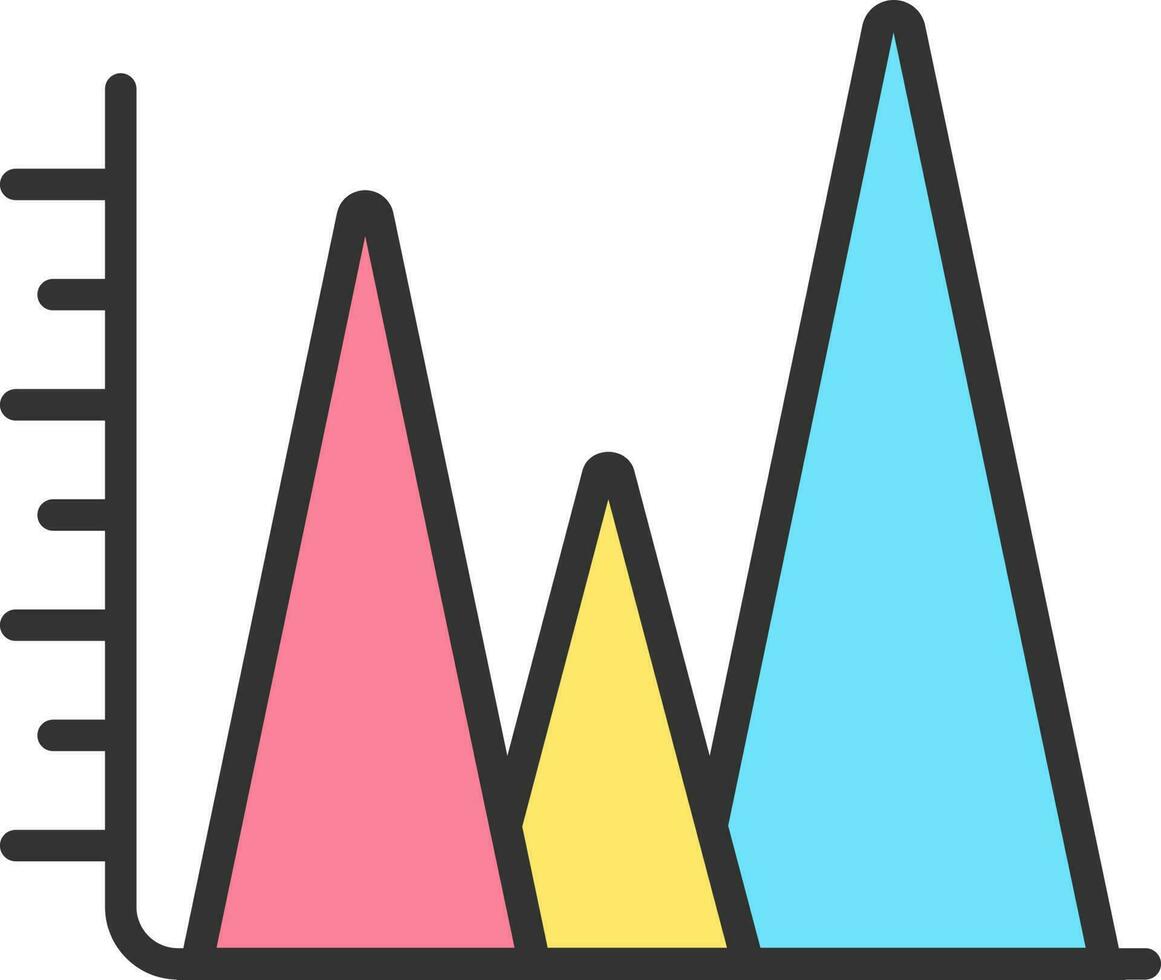 Colorful Triangle Bar Chart Icon. vector