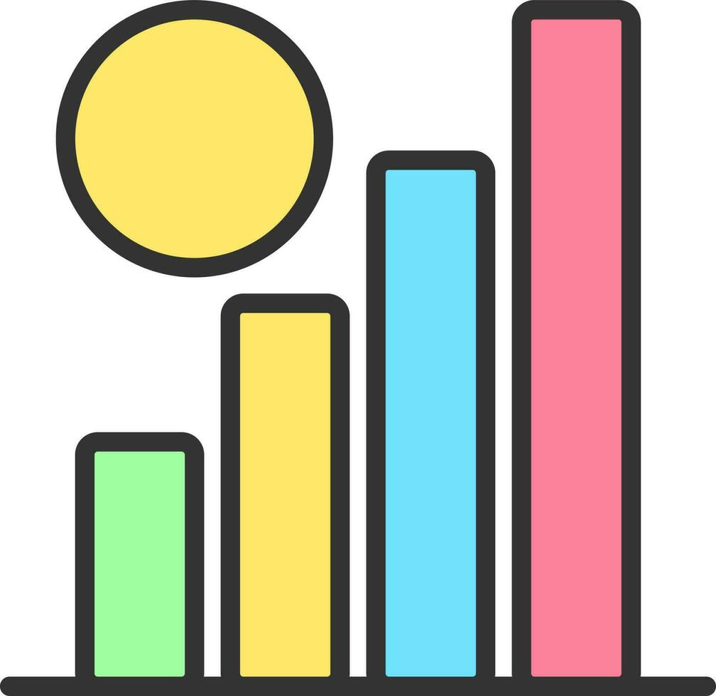 Colorful Financial Bar Graph Icon. vector