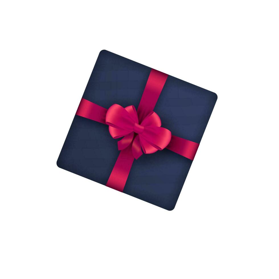 Top View Of Realistic Gift Box Element On White Background. vector