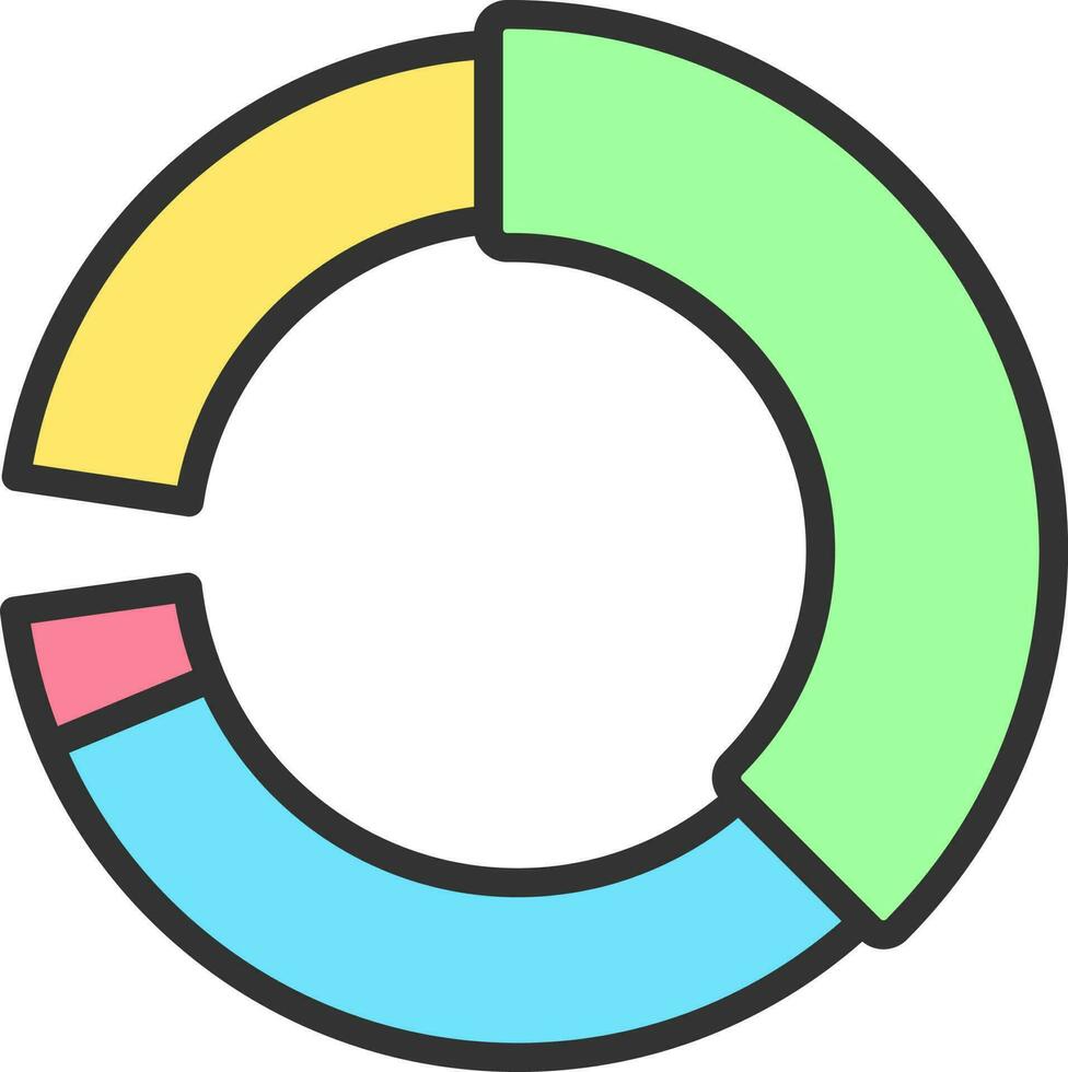 vistoso tarta gráfico icono en plano estilo. vector