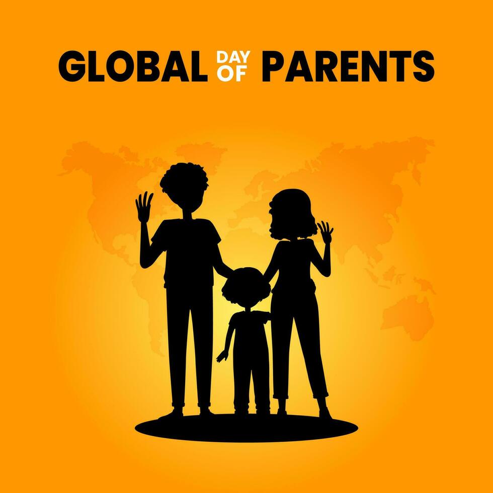 Global day of parents vector illustration with family silhouette. Suitable for Poster, Banners, campaign and greeting card.