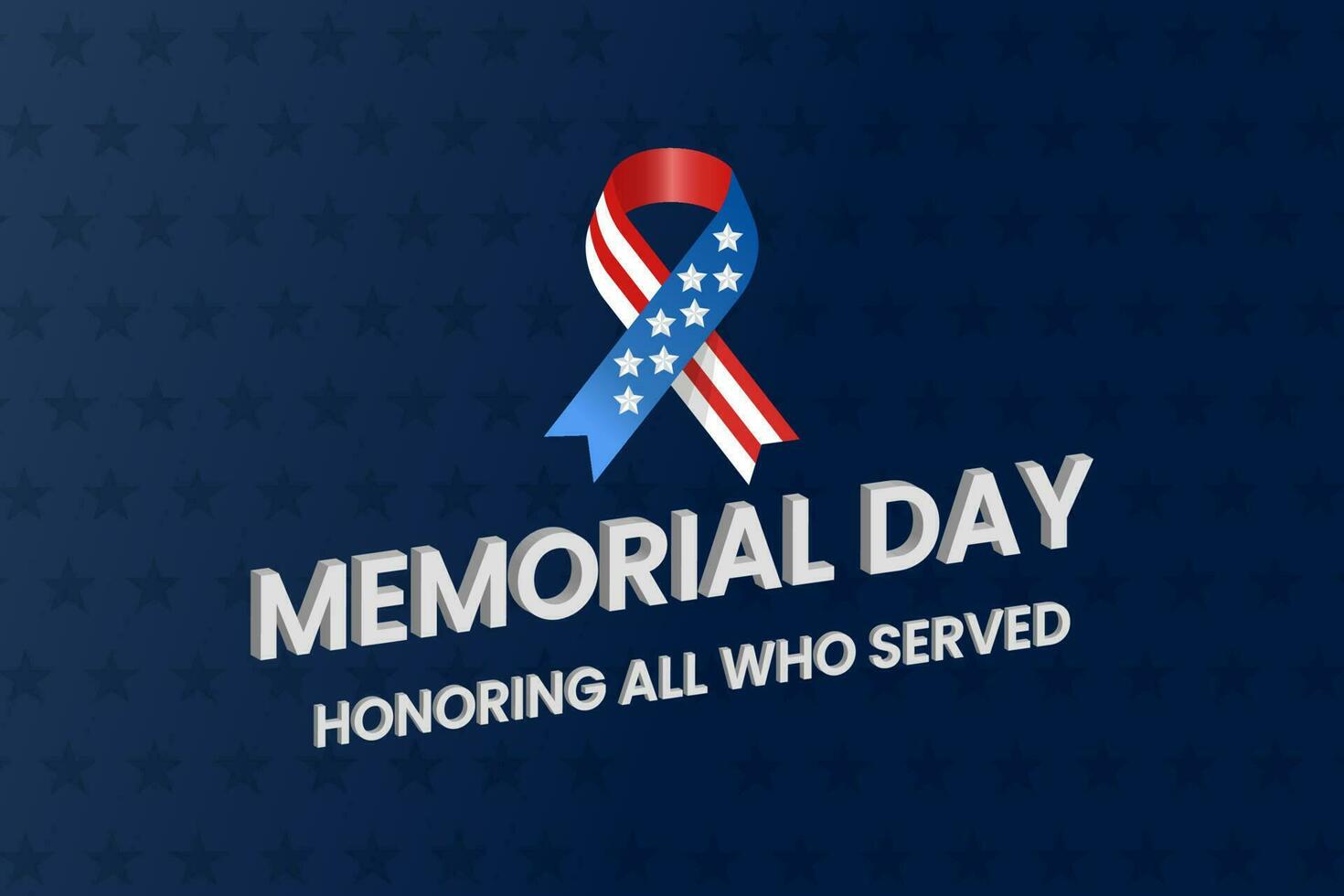 Memorial Day Banner Vector illustration, USA flag waving with stars. Honoring All Who Served.