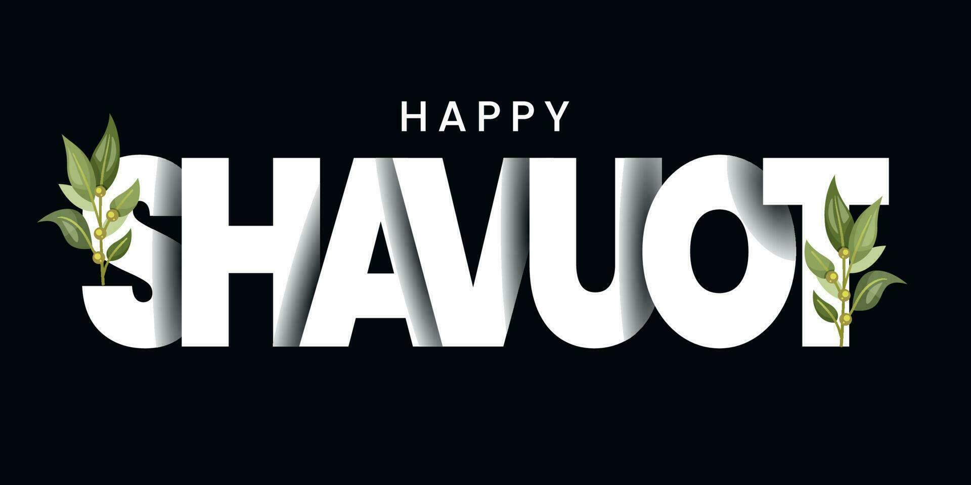 Shavuot. Happy Shavuot. Vector template for Jewish holiday Shavuot with golden wheat ears and text Happy Shavuot in Hebrew