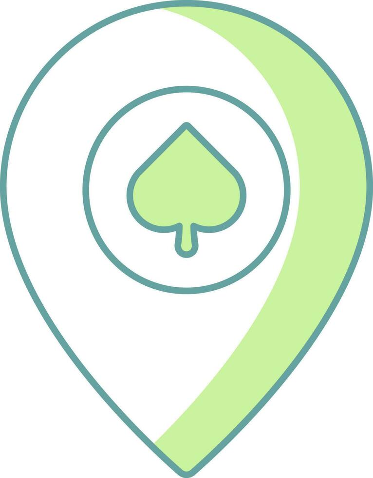 Casino Map Pin Icon In Green And White Color. vector