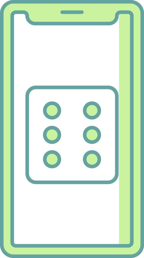 Green And White Color Dice In Smartphone Icon. vector