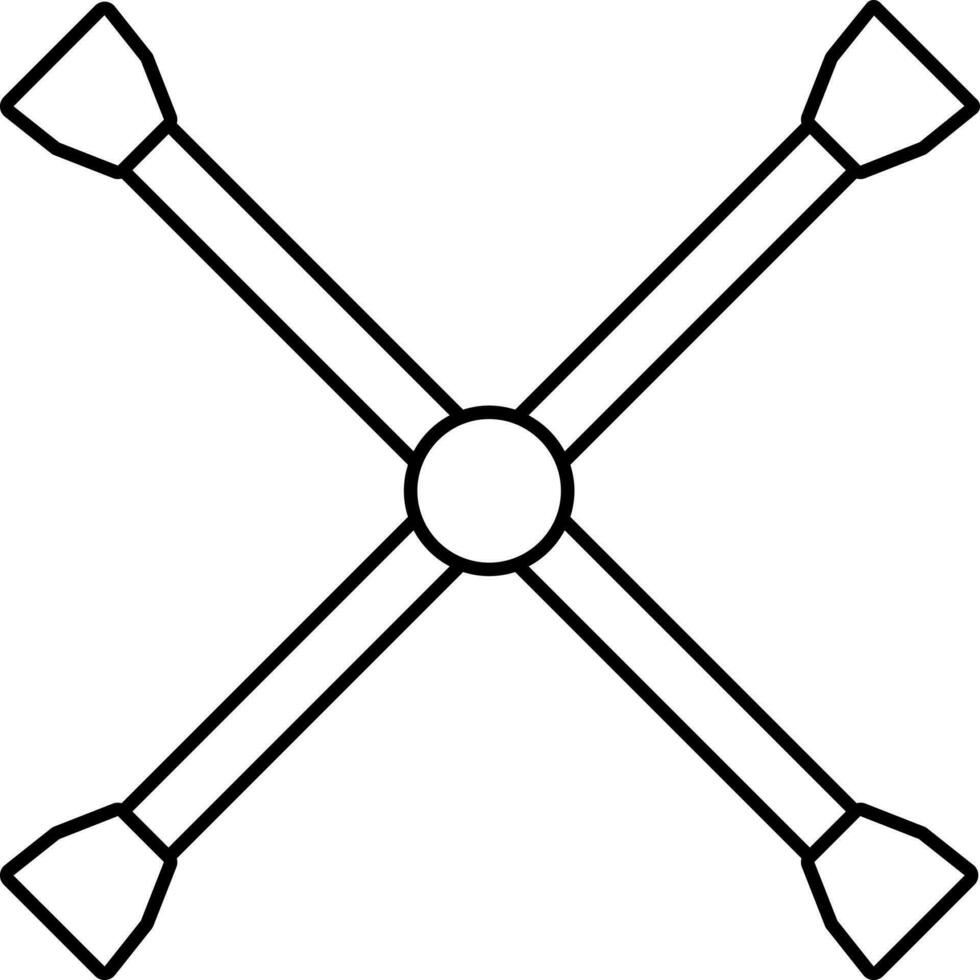 Cross Tubular Spanner Icon In Line Art. vector