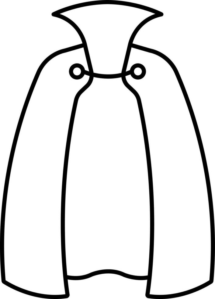 Vector Illustration of Cape or Cloak Icon in Black Outline.