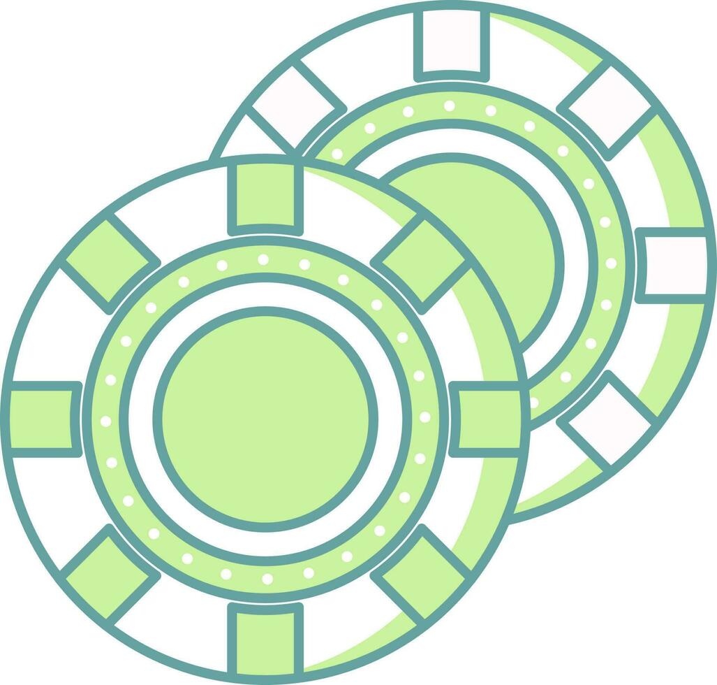 casino chip icono en verde y blanco color. vector
